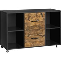 Large File Cabinet with 4 Open Storage Shelves - Black
