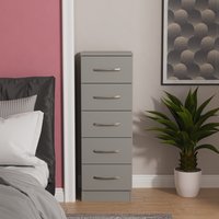 Avon Ready Assembled 5 Drawer Bedside Cabinet - Dusk Grey