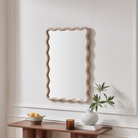 Damaris Wood Medium 90x60cm Wavy Rectangle Wall Mirror - Wood