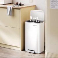 Soft Close Kitchen Pedal Waste Bin, White - Cloud White