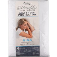 Voltico Microfibre Mattress Protector Double & King, Elasticated Fit in Cool White | Size: King Fitted
