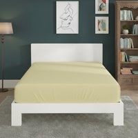 Snug City Polycotton Fitted Sheet Extra Deep 40cm Skirt Easy Care in Lemon | Size: Small Double