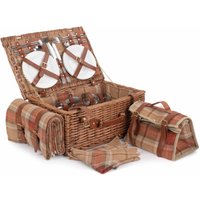 Autumn Red Tartan Fitted Picnic Basket with Cooler - Brown / 26220l