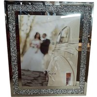 Crushed Crystal Photo Frame Jewel Mirror Diamante Picture Frame L - Silver