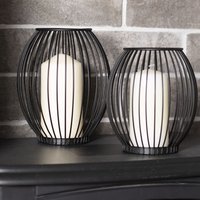 Cage Candle Holders - Set of 2 - Black