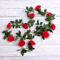 Best Artificial Red Silk Rose Garland - Red