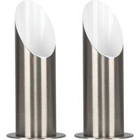 Pair Of Brushed Chrome Table Floor Standing Uplighter Wall Wash Lamps - Silver