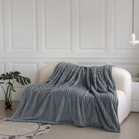 Snug Soft Chunky Ribbed Cord Plush Throw Blanket - Silver / 150x200