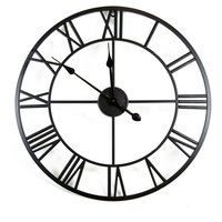 Round Skeleton Clock with Roman Numerals Matte 80cm - Black