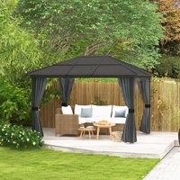 Outsunny Outdoor Hard Top Gazebo with Netting - Black