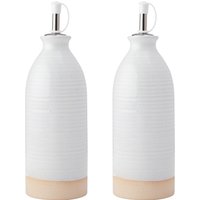Idilica Oil and Vinegar Bottles, Set of 2, Cream, 450ml - White