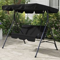Outsunny 3 Seater Swing Chair with Adjustable Canopy - Black