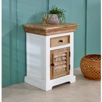 Bianco Solid Mango Wood White Bedside Cabinet with 1 Darwer 1 Door - Wood