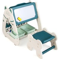 3-in-1 Kids Art Easel with Stool - Green