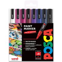 Wallet of 8 POSCA PC-3M Paint Marker Art Pen Bullet Nib - Midnight / Midnight