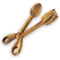 Olive Wood Salad Serving Tongs - Natural wood