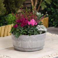 Caesar Marble Effect Bowl Planter Small - Grey / 1
