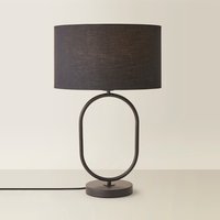 Antonia Table Lamp with Fabric Drum Shade - Black
