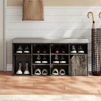 Padded Shoe Storage Bench - Grey