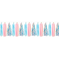 Paper Tassels Fifteen Pieces - Teal