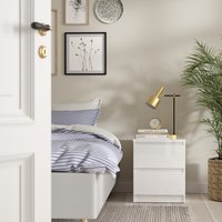 Naia 2 Drawer Modern Bedside Table - White