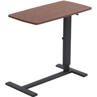 Height Adjustable Overbed Table with Wheels - Black + Walnut