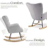 Rocking Chair Torve, Boucle, Plush Padding, Wooden Runners - Light Grey Boucle