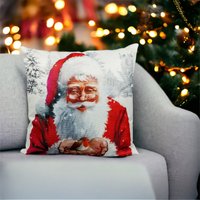Christmas Themed Cushion Santa - White and Red