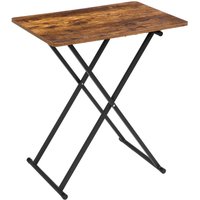 Industrial Folding Side End Sofa LaptopTable - Rustic Brown
