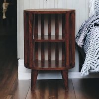 Solid Wood Ariella Double Shelf Chestnut Bedside - Brown