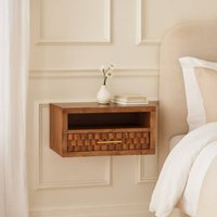 Solid Wood Cadiz Carved Slot-Drawer Bedside - Brown