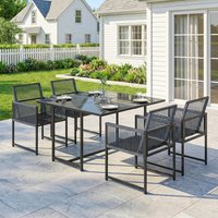 Outsunny 5 Pieces Patio Dining Set Outdoor Table and Chairs - Dark Grey