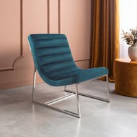 Vogue Teal Velvet Curving Profile Lounge Chair - Blue