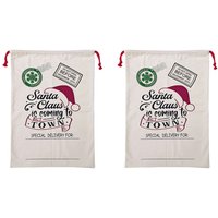 Festive Surprise New Christmas Gift Bags 2pcs - White / Polyester