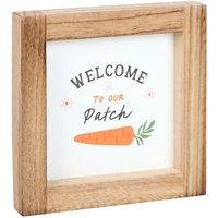 Welcome to Our Patch Carrot Wooden Frame Sign - Neutral