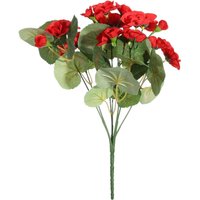 Artificial Geranium Bush 7 Stems 30cm - Red