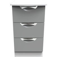 Camden Ready Assembled 3 Drawer Bedside Cabinet - Dusk Grey & White