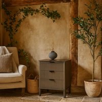 Sagevale Ribbed 3 Drawer Bedside Table - Grey
