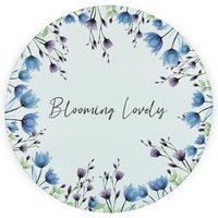 Blooming Lovely Round Worktop Protector - Textured Glass Chopping Board - Blue
