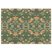 Green Strawberry Thief Smooth Glass Worktop Saver - Small Chopping Board - Green