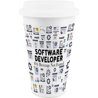 Novelty Software Devleoper Ceramic Travel Mug - Reusable Drinks Cup Gift - White