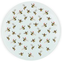 Christmas Bees Round Worktop Protector - Textured Glass Chopping Board