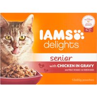 Pack of 12 Iams Delights Senior Chicken in Gravy Pouches