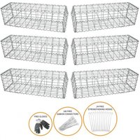 Gabion Baskets 100x30x30cm 6 Pack - Silver