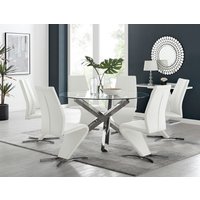 FurnitureboxUK, Vogue Round Dining Table 6 Willow Dining Chairs Set - White FurnitureboxUK, Vogue Round Dining Table 6 Willow Dining Chairs Set - White