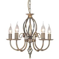 Artisan 5 Light Chandelier Aged Brass Finish, E14 - Aged Brass