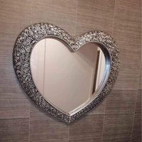 Large Silver Heart Mirror - Silver