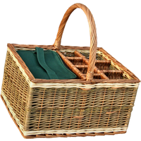 Wicker Event Basket with Blanket and Fitted Cooler - Green