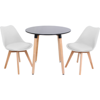 Round Lorenzo Dining Set with a Table and Set of 2 Chairs - White / PolypropyleneWoodMDF