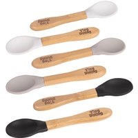 Children's Bamboo Silicone Tip Spoon Set Black White Grey 6pc - Black White Grey